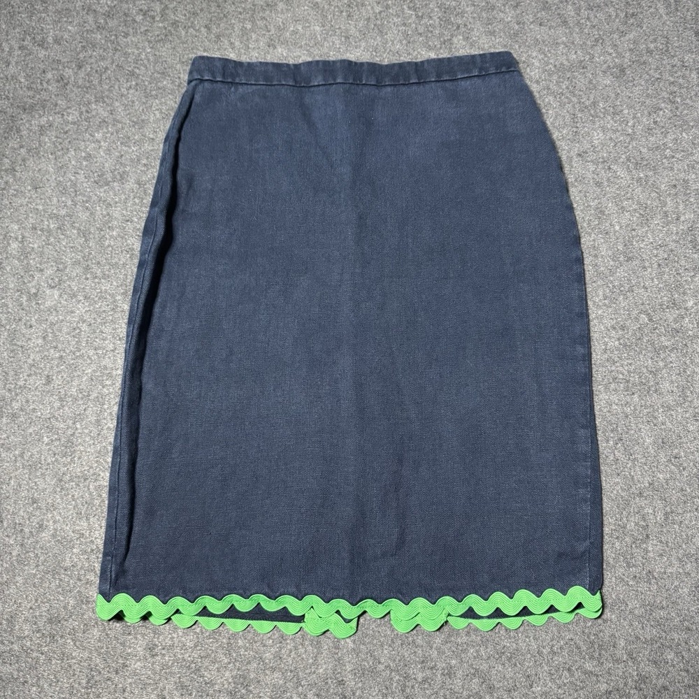 J. Crew‎ Womens A Line Linen Skirt Rick Rack Trim Size 0 Preppy Boho Fun Indie